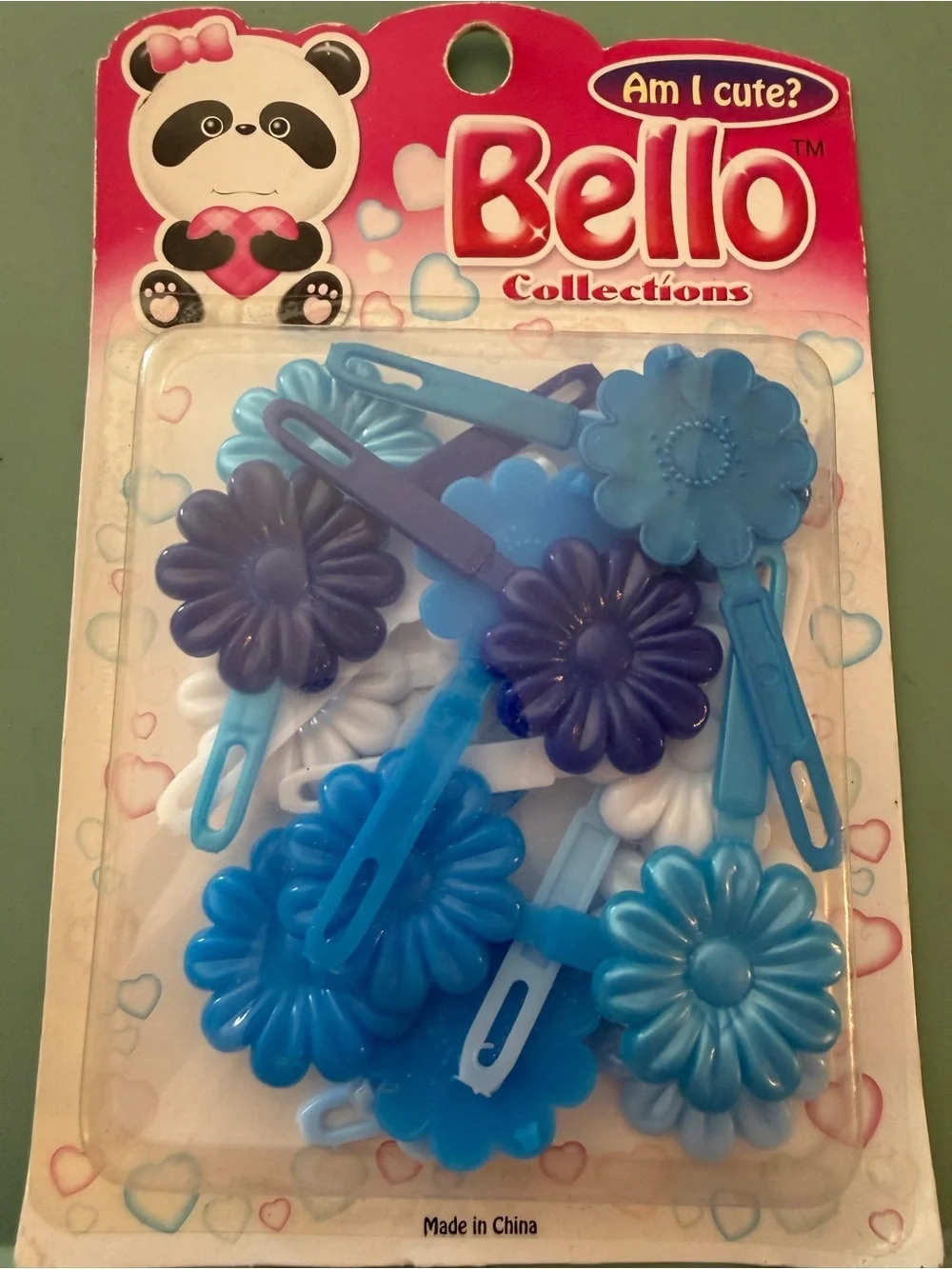 Kids Flower Snap Hair Clips — Blue & White